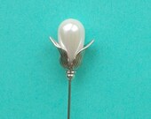 Classic White faux pearl silver coloured findings approx 5.5 inch Handmade Steel Hatpin Hat Pin