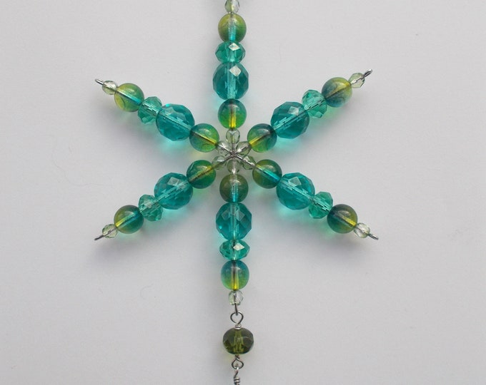 Handmade Snowflake Suncatcher Hanging Tree Ornament - Christmas Ornament - Gift for Her - Wedding