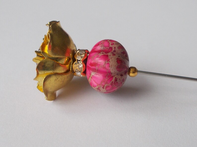 Pretty Dusky Pink Mix Brass Rose Finding 6.5 inch Handmade Hatpin 1mm Steel Hat Pin Gift for Her