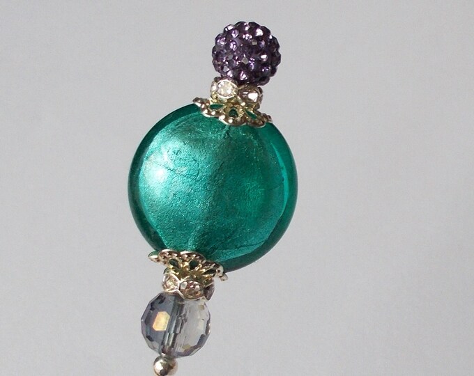Hatpin - Aqua Blue / Lilac Glass Bead & Silver Coloured Finding 6.25 inch Handmade Hatpin / 1.2mm Diameter Steel Hat Pin - Gift for Her