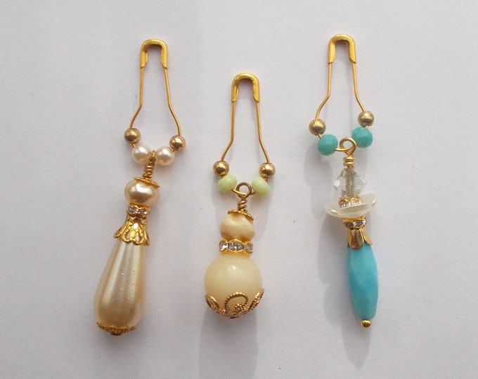 Charms - Three Handmade Junk Journal Dangle Drops / Charms / Vintage Style Boho Embelishments