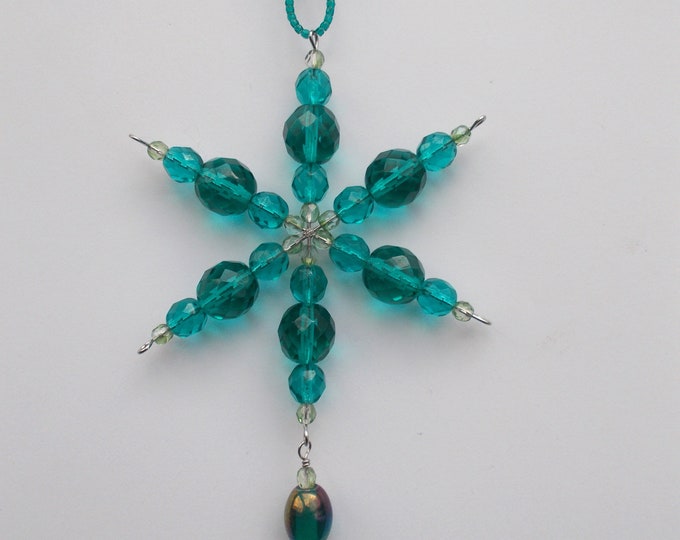 Handmade Snowflake Suncatcher Hanging Tree Ornament - Christmas Ornament - Gift for Her - Wedding