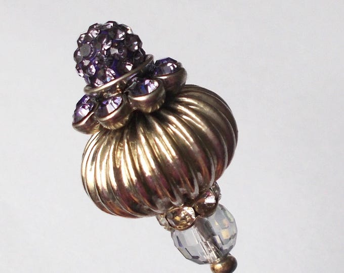 Hatpin - Pretty Lilac Glass & Gold Coloured Finding 7 inch Handmade Hatpin / 1mm Diameter Steel Hat Pin