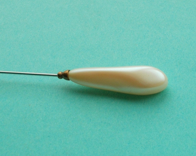 Hatpin - Limited Edition Vintage Faux Pearl 7 inch Handmade Hatpin / 1.2mm Steel Hat Pin - Gift for Her - Wedding