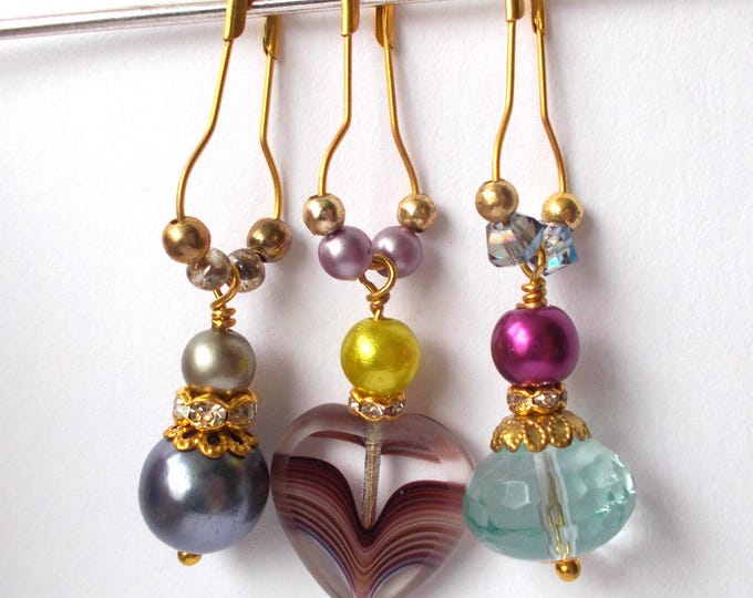 Charms - Three Handmade Junk Journal Dangle Drops / Charms / Vintage Style Boho Embelishments