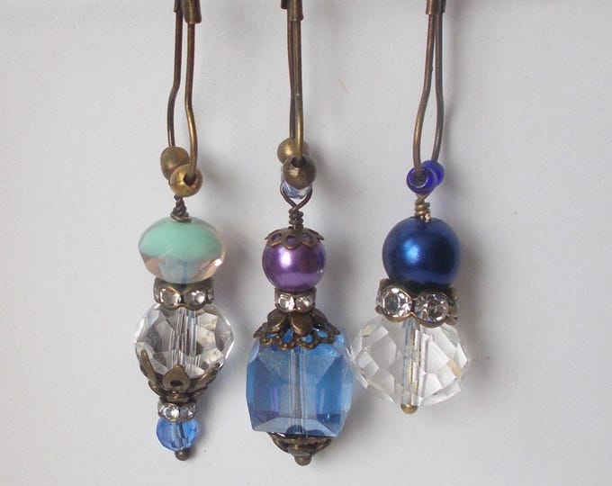 Charms - Three Handmade Junk Journal Dangle Drops / Charms / Vintage Style Boho Embelishments