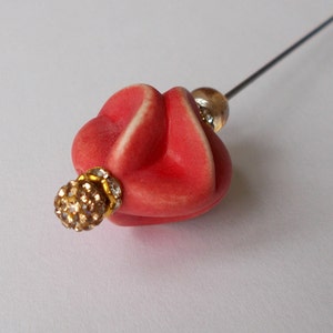 Hatpin - Orange / Champagne Mix Glass / Lucite Bead Vintage Style Hatpin 5.25 inch Handmade 1.2mm Steel Hatpin / Hat Pin