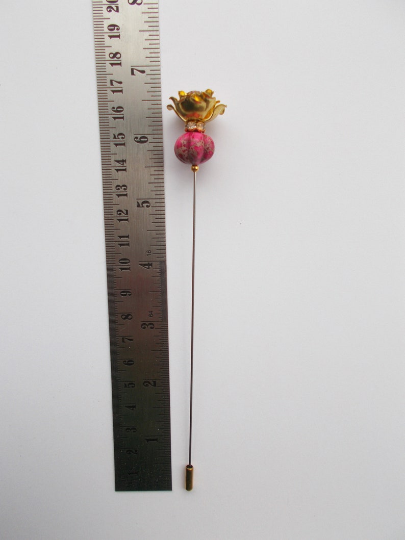 Pretty Dusky Pink Mix Brass Rose Finding 6.5 inch Handmade Hatpin 1mm Steel Hat Pin Gift for Her