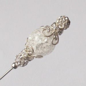 Hutnadel - Schöne klare Mix Crackle Bead 13,25 Zoll handgemachte 1 mm Durchmesser Stahl Hutnadel / Hutnadel - Geschenk für Sie
