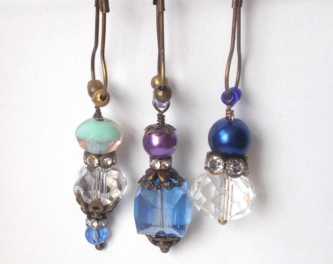 Charms - Three Handmade Junk Journal Dangle Drops / Charms / Vintage Style Boho Embelishments