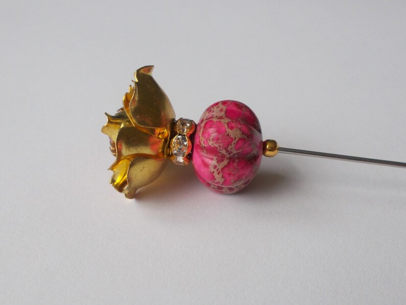 Pretty Dusky Pink Mix Brass Rose Finding 6.5 inch Handmade Hatpin 1mm Steel Hat Pin Gift for Her