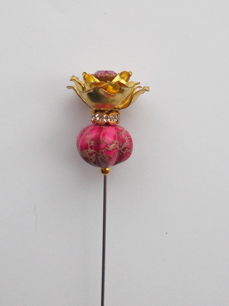 Pretty Dusky Pink Mix Brass Rose Finding 6.5 inch Handmade Hatpin  1mm Steel Hat Pin Gift for Her
