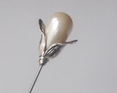 Snowdrop Inspired Classic White Faux Pearl Silver Coloured Findings approx 5.5 inch Handmade 1.2mm Steel Hatpin Hat Pin