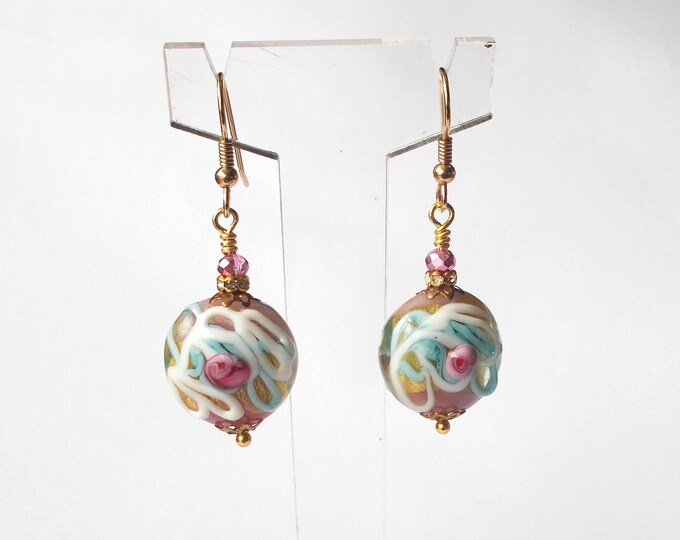 Earrings - Handmade Vintage Venetian Glass Beads, Brass Findings and Gold Vermeil Ear Hooks