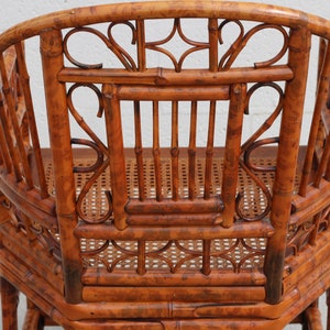Vintage Brighton Pavilion Style Burnt Bamboo Tortoiseshell Arm Chairs, a Pair image 10