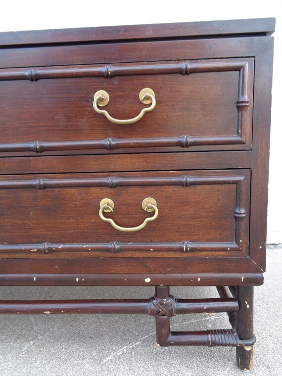Vvh Vintage Ficks Reed Faux Bamboo Two Drawer Chest With Etsy