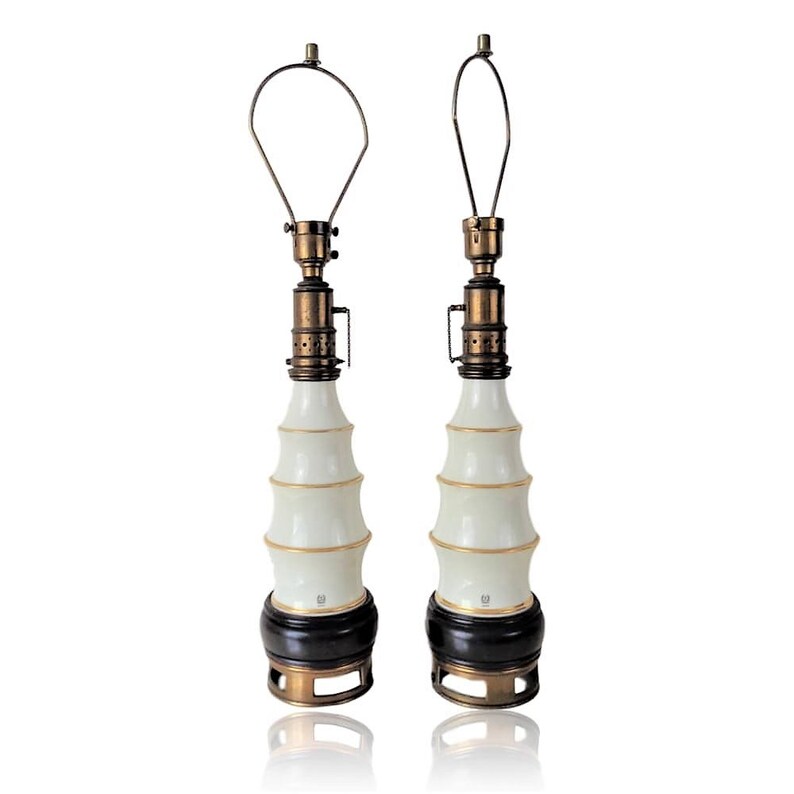 Vvh Vintage Pair Stiffel Lenox Hollywood Regency Table Lamps Image 0