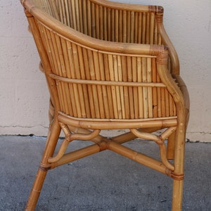 Set of 4 Rattan Bamboo Barrel Chairs, McGuire Organic Modern Style image 7