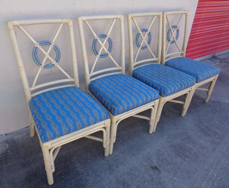 Set of Four McGuire Style Rattan Target Back Chairs with Etsy
