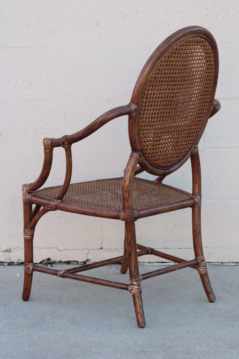 Authentic Set of 4 McGuire Rattan Cane Back Arm Chairs Organic Modern Palm Beach Hollywood Regency afbeelding 4