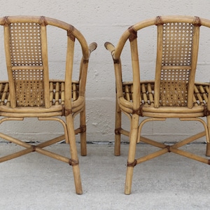Bamboo Rattan Cane Dining Chairs by Drexel Heritage, Set of 6 Organic Modern image 5