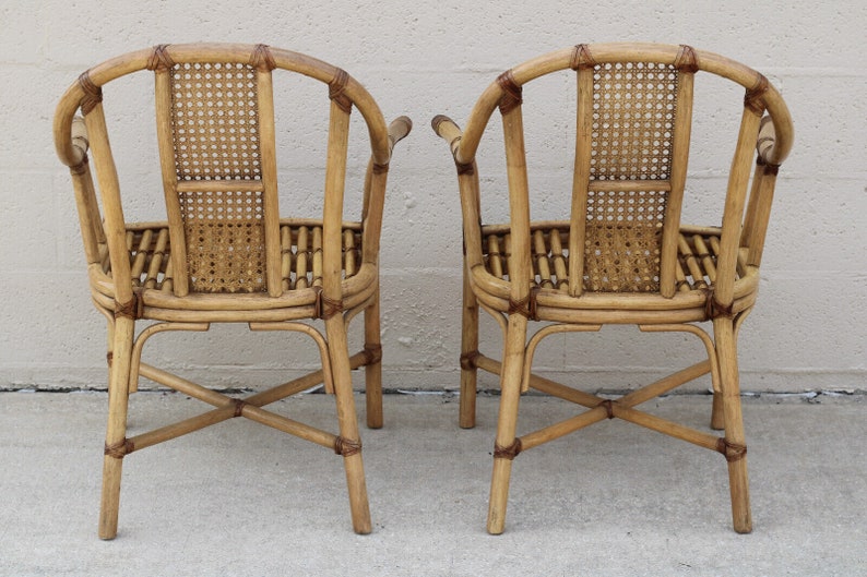 Bamboo Rattan Cane Dining Chairs by Drexel Heritage, Set of 6 Organic Modern image 5