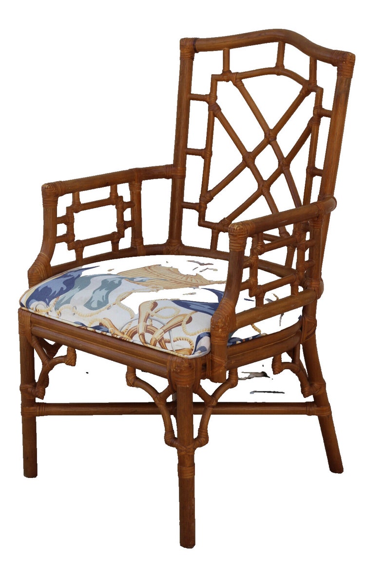 Lexington Rattan Bamboo Fretwork Dining Arm Chairs, a Set of 4 image 2