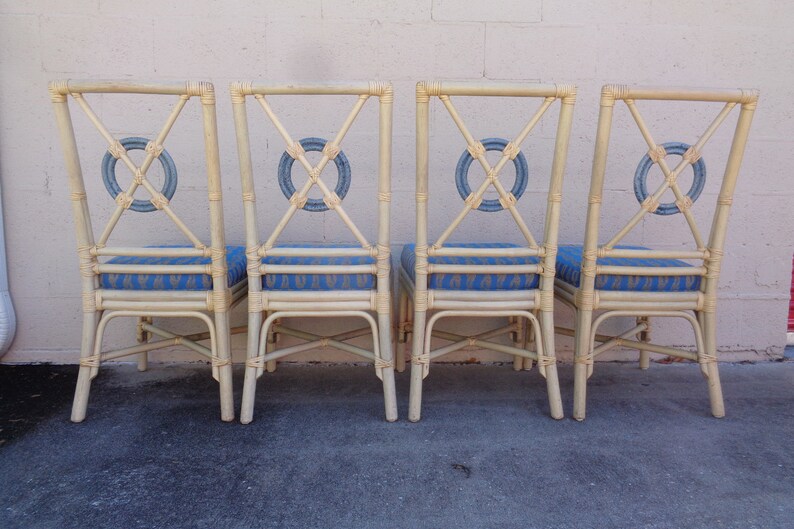 Set of Four McGuire Style Rattan Target Back Chairs with Etsy
