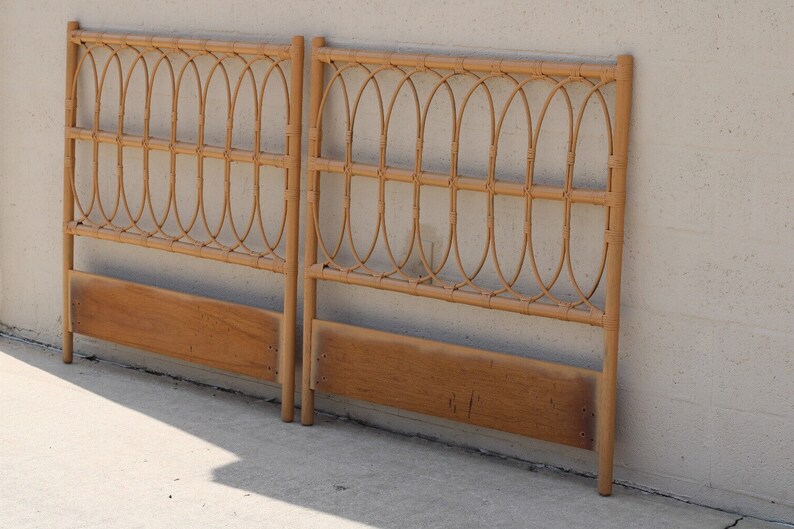 Vintage Bielecky Brothers Rattan Loop Twin Headboards a Pair Etsy