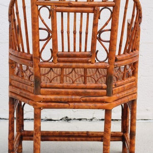 Vintage Brighton Pavilion Style Burnt Bamboo Tortoiseshell Arm Chairs, a Pair image 7