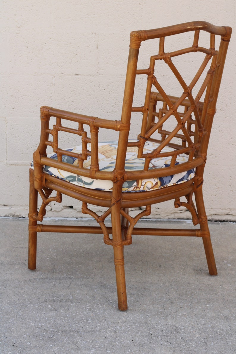 Lexington Bamboo Rattan Fretwork Dining Arm Chairs, a Set of 4 image 6