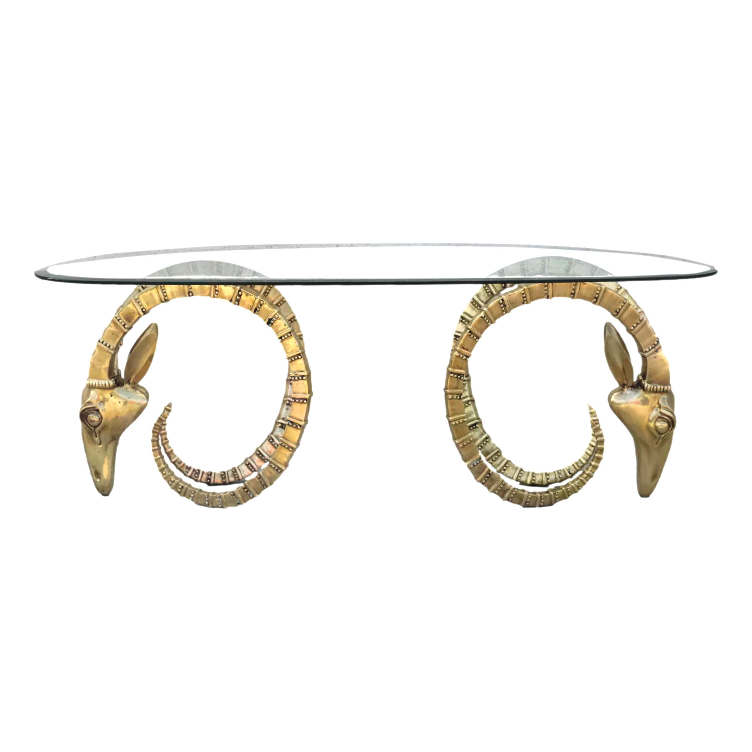 ALAIN CHERVET 希少 ヴィンテージ ラムヘッド ガラステーブル ALAIN CHERVET 希少 ヴィンテージ ラムヘッド ガラステーブル