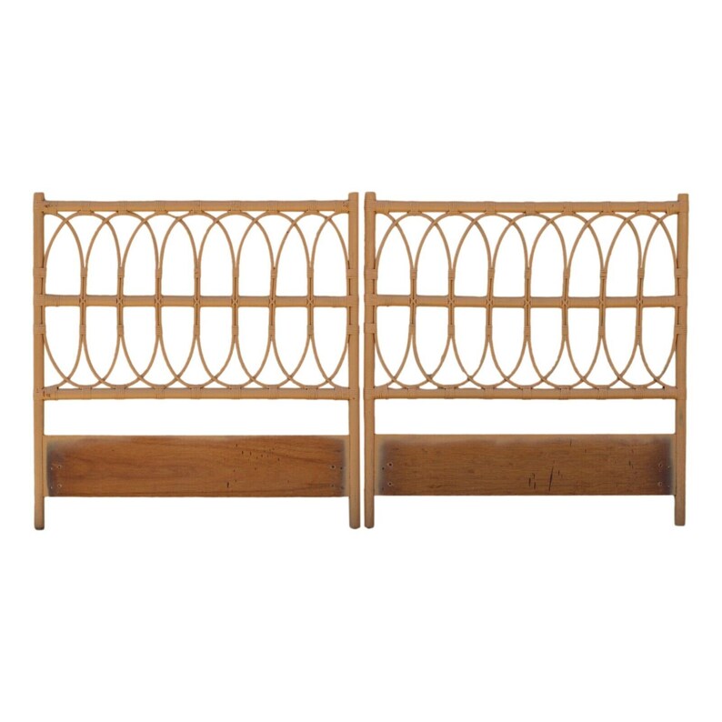 Vintage Bielecky Brothers Rattan Loop Twin Headboards a Pair Etsy