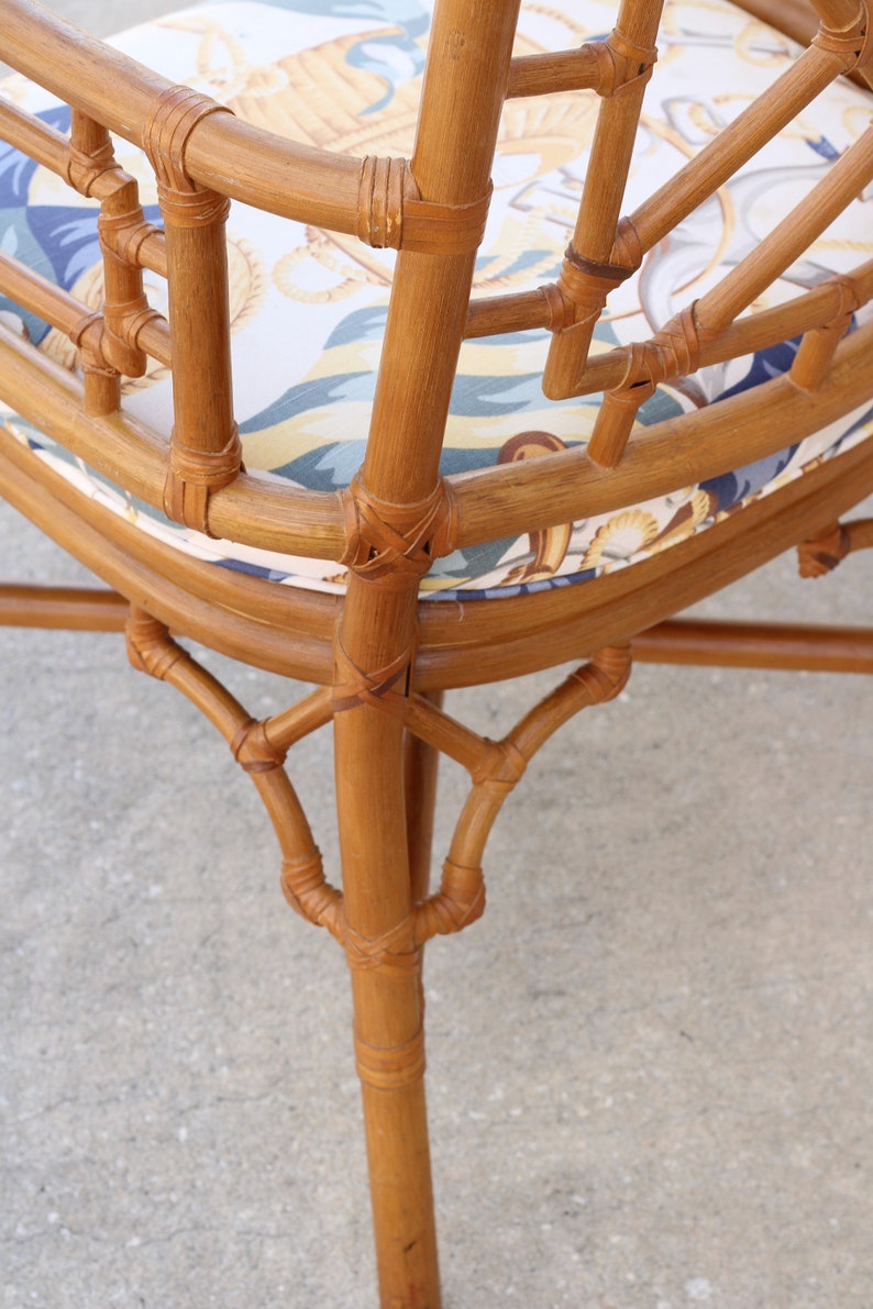 Lexington Rattan Bamboo Fretwork Dining Arm Chairs, a Set of 4 image 10