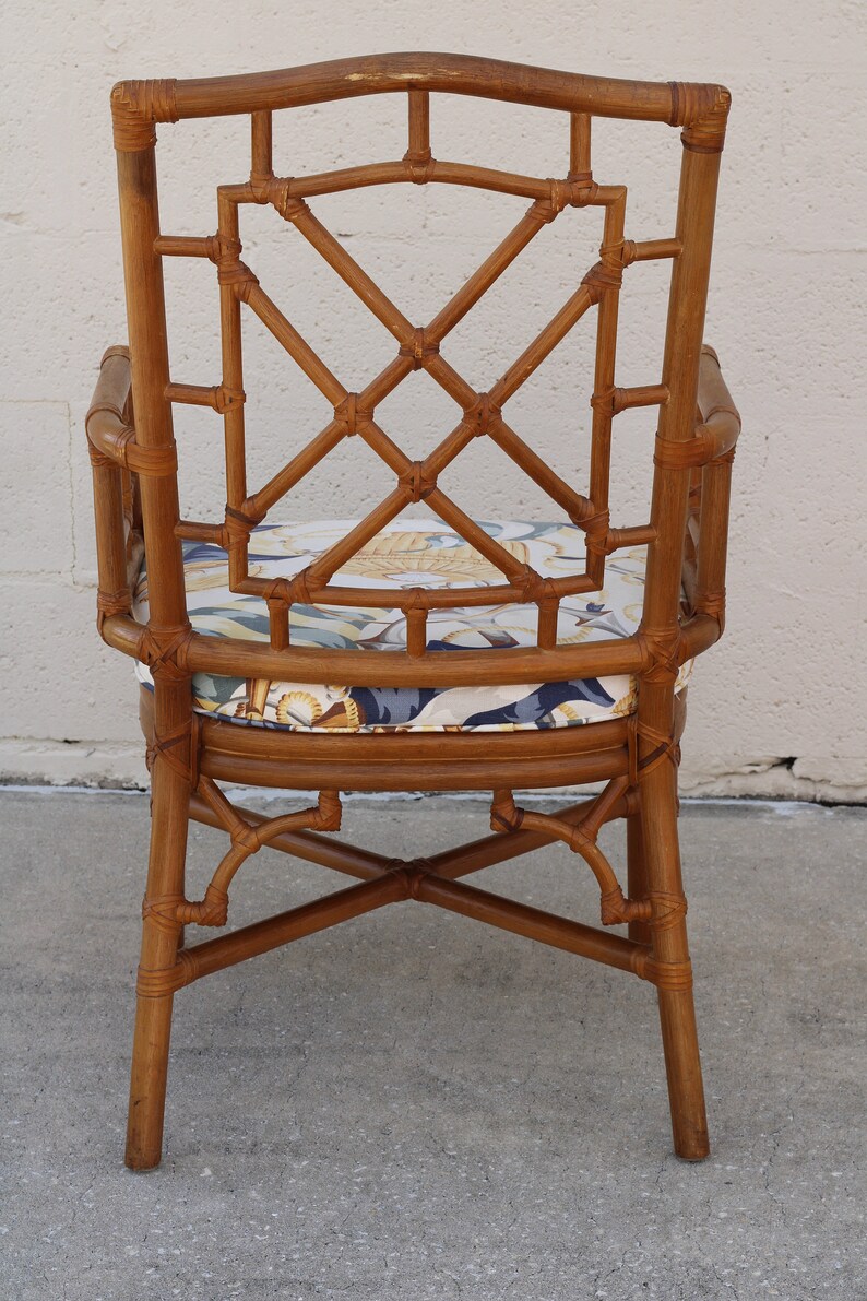 Lexington Bamboo Rattan Fretwork Dining Arm Chairs, a Set of 4 image 9