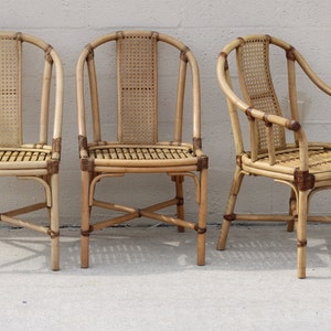 Bamboo Rattan Cane Dining Chairs by Drexel Heritage, Set of 6 Organic Modern image 3