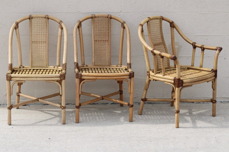 Bamboo Rattan Cane Dining Chairs by Drexel Heritage, Set of 6 Organic Modern image 3