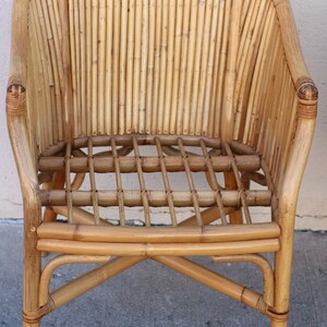 Set of 4 Rattan Bamboo Barrel Chairs, McGuire Organic Modern Style image 8