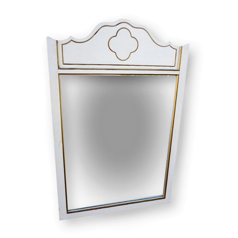 Vintage Dixie French Provincial Mirror Country Cottage Chic Quatrefoil Dresser