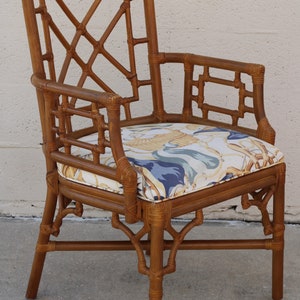 Lexington Rattan Bamboo Fretwork Dining Arm Chairs, a Set of 4 image 3