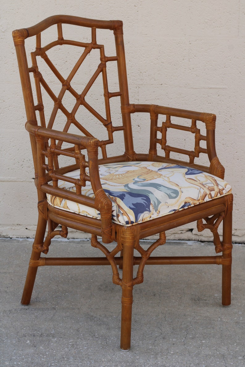Lexington Rattan Bamboo Fretwork Dining Arm Chairs, a Set of 4 image 3