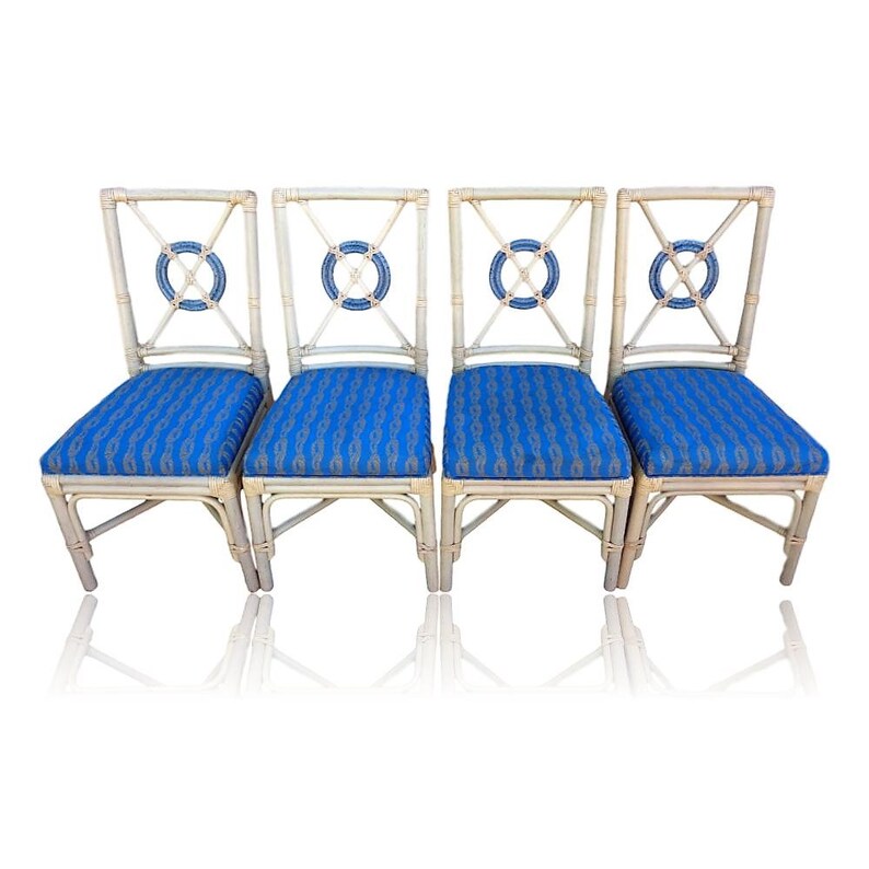 Set of Four McGuire Style Rattan Target Back Chairs with Etsy
