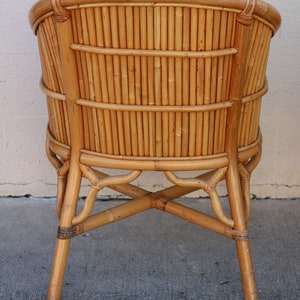 Set of 4 Rattan Bamboo Barrel Chairs, McGuire Organic Modern Style image 4