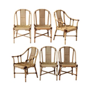 Bamboo Rattan Cane Dining Chairs by Drexel Heritage, Set of 6 Organic Modern image 1