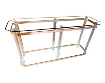 Lucite and Brass Console Table Charles Hollis Jones Attributed