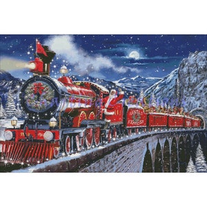 The Santa Express Digital PDF Counted Cross Stitch Pattern