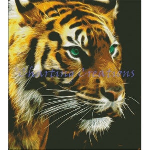 Small Fractal Tiger Digital PDF Counted Cross Stitch Pattern