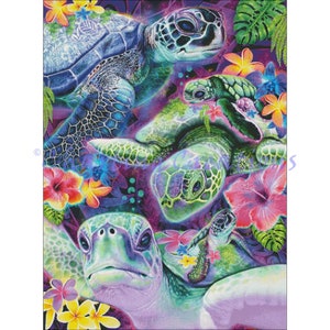 Day Dream Sea Turtles Digital PDF Counted Cross Stitch Pattern