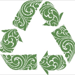 Recycle Silhouette Digital PDF Counted Cross Stitch Pattern