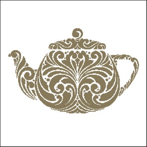Theepot silhouet digitale PDF geteld kruissteekpatroon